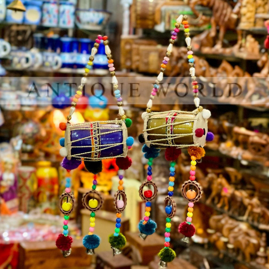 Handcrafted Traditional Dhol Wall Hanging Art (Set Of 6)