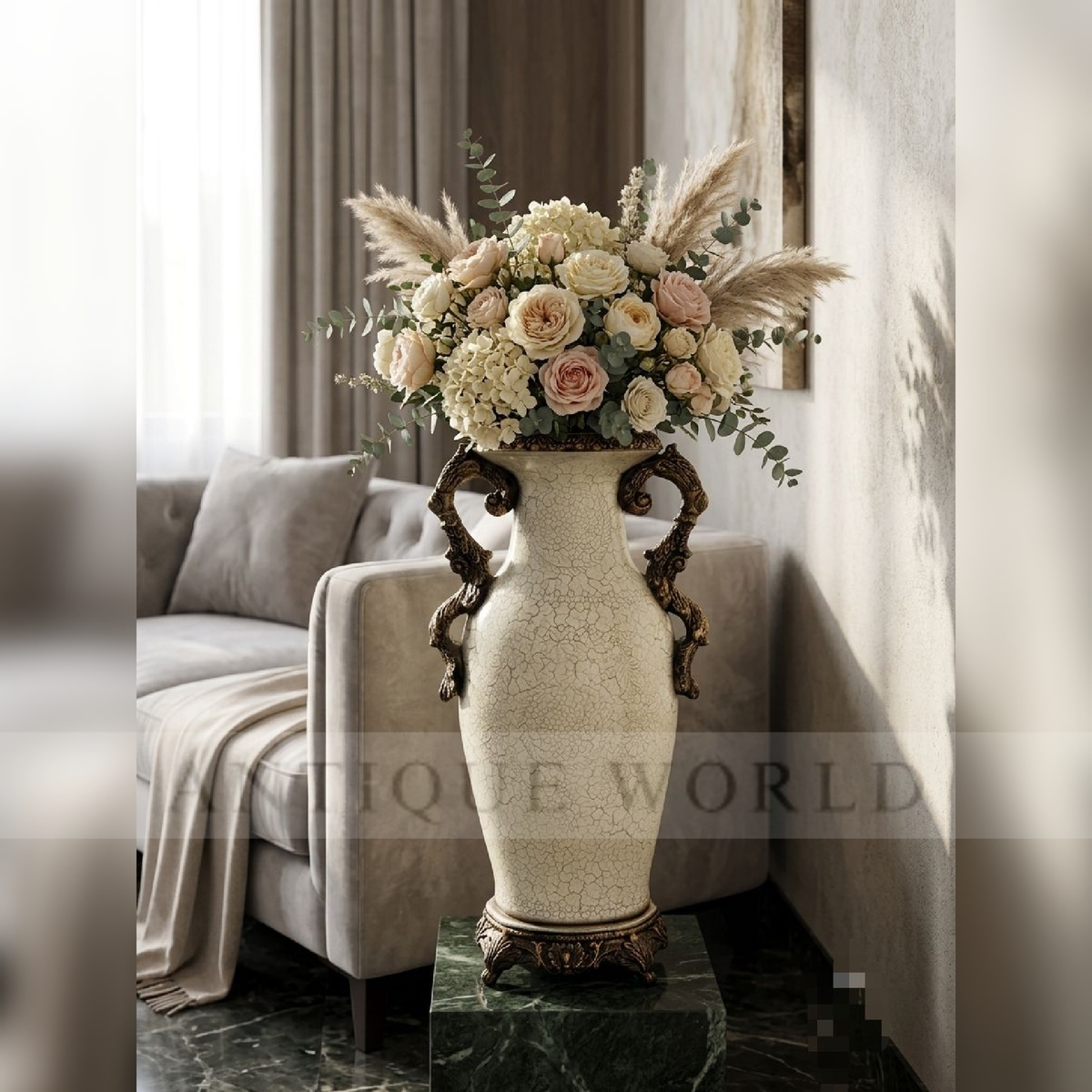 Regal Bloom Antique Floor Vase