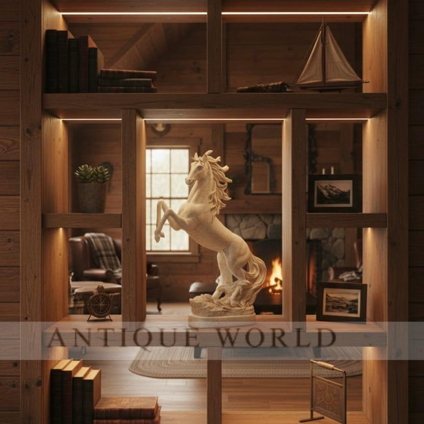 Powerful White Horse Sculpture