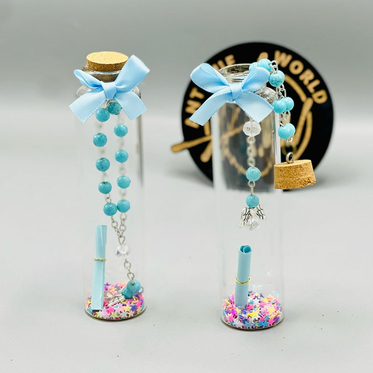 Charming Beaded Mini Msg Bottle ( Set of 5)