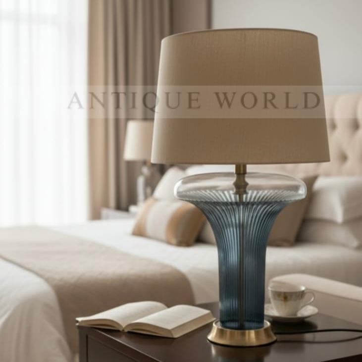 Tall Contemporary Drum Shade Cryral Lamp  ( Pair )