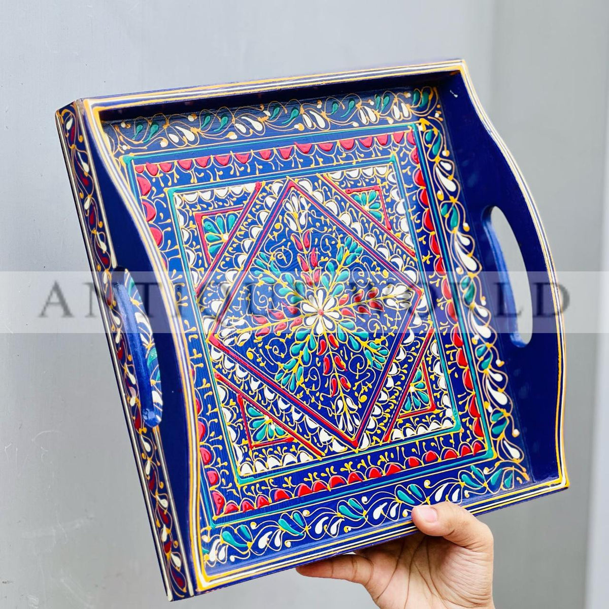 Traditional Naqshi Art Square Shaped  Serving Tray