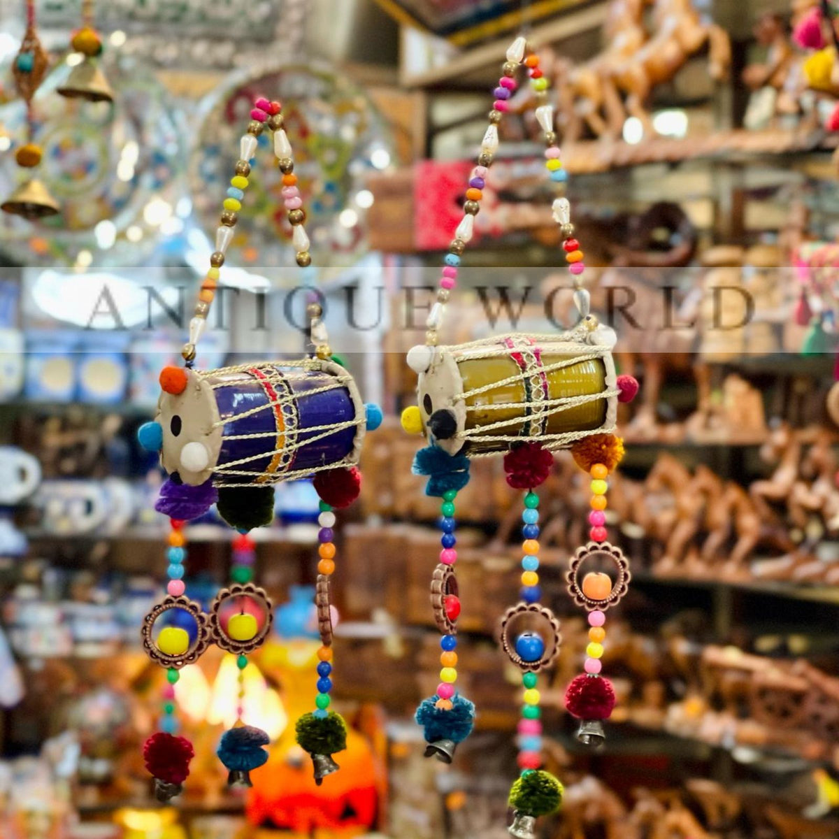 Handcrafted Traditional Dhol Wall Hanging Art (Set Of 6)