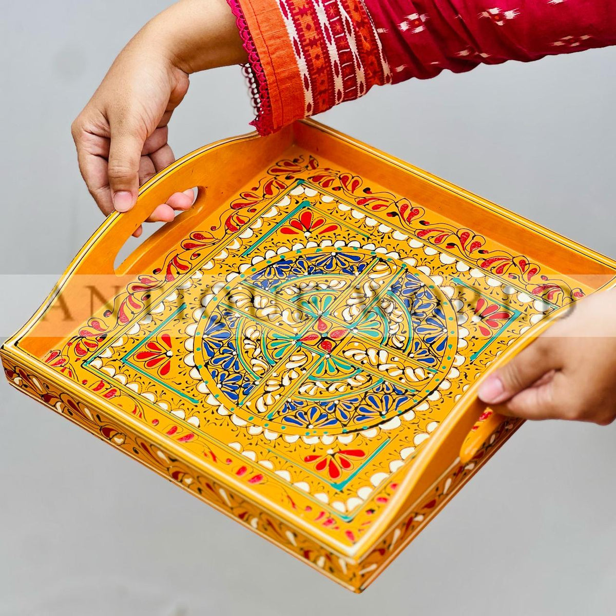 Traditional Naqshi Art Square Shaped  Serving Tray