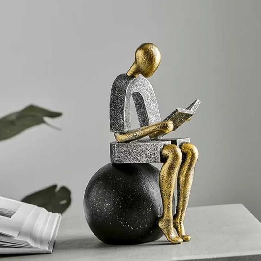 Modern Decorative Abstract Reading Figure Bookend  ( 2pc )