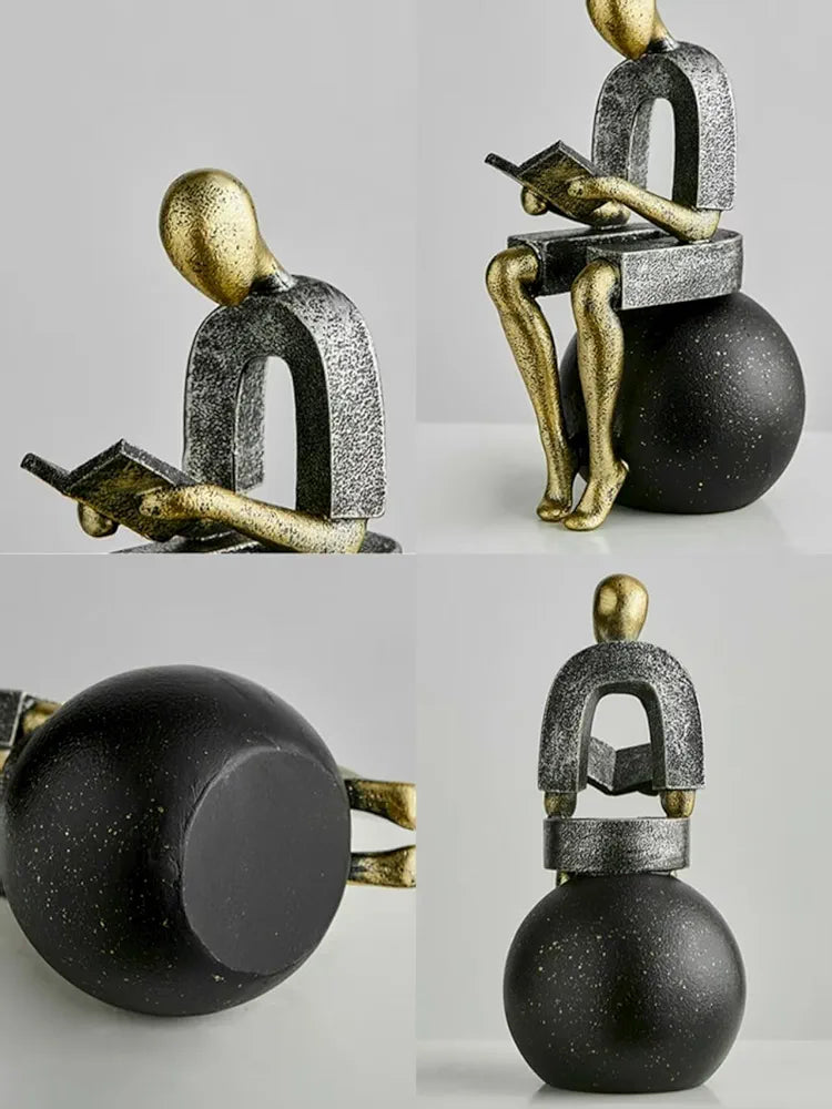 Modern Decorative Abstract Reading Figure Bookend  ( 2pc )