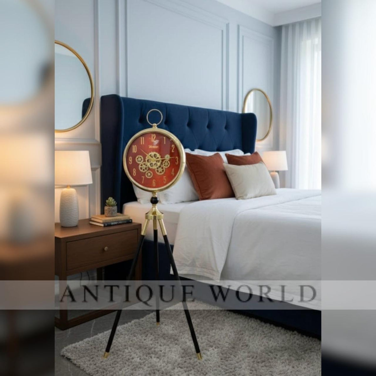 Tripod Floor Clock with Mechanical Gear Design
