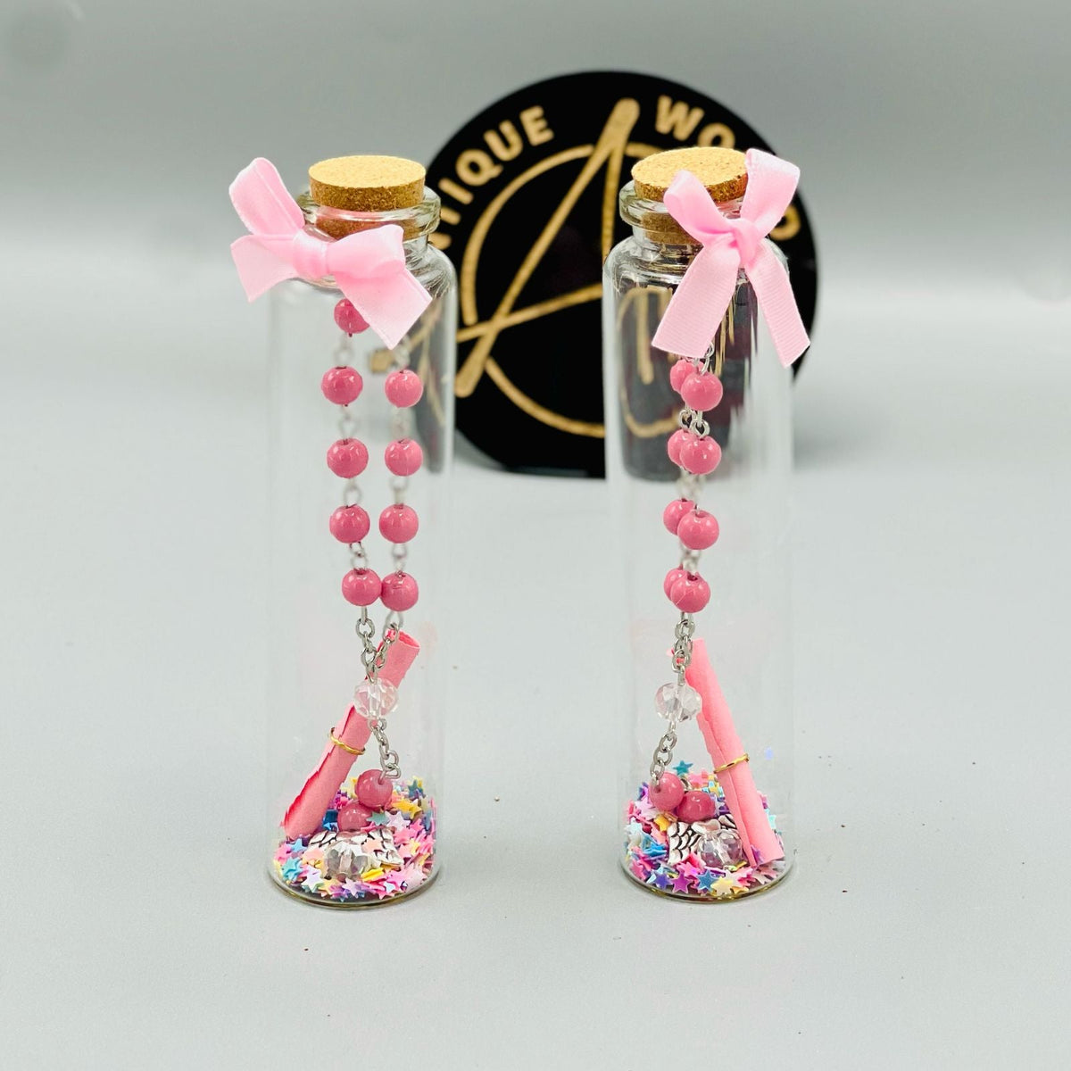 Charming Beaded Mini Msg Bottle ( Set of 5)