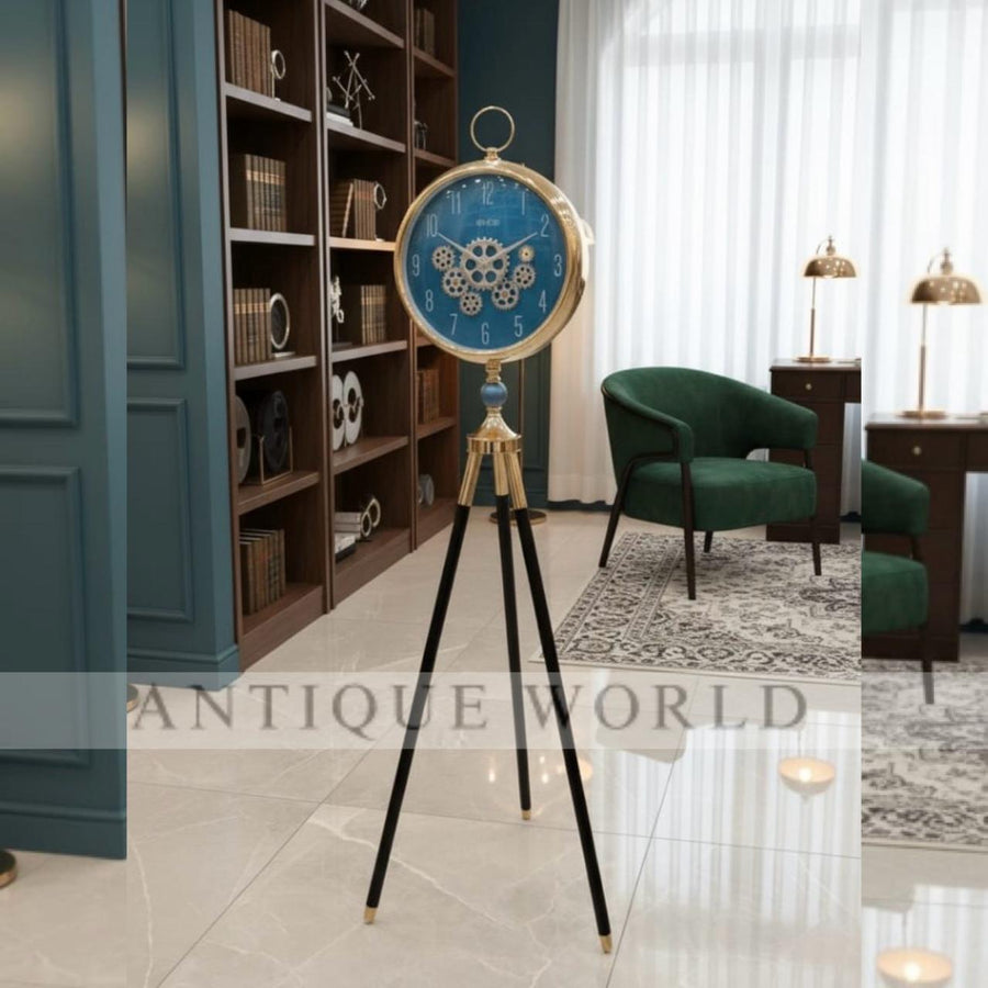 Tripod Floor Clock with Mechanical Gear Design