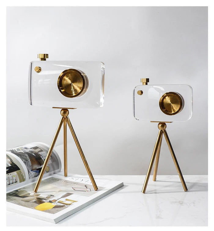 Modern Luxury Crystal Camera Sculpture