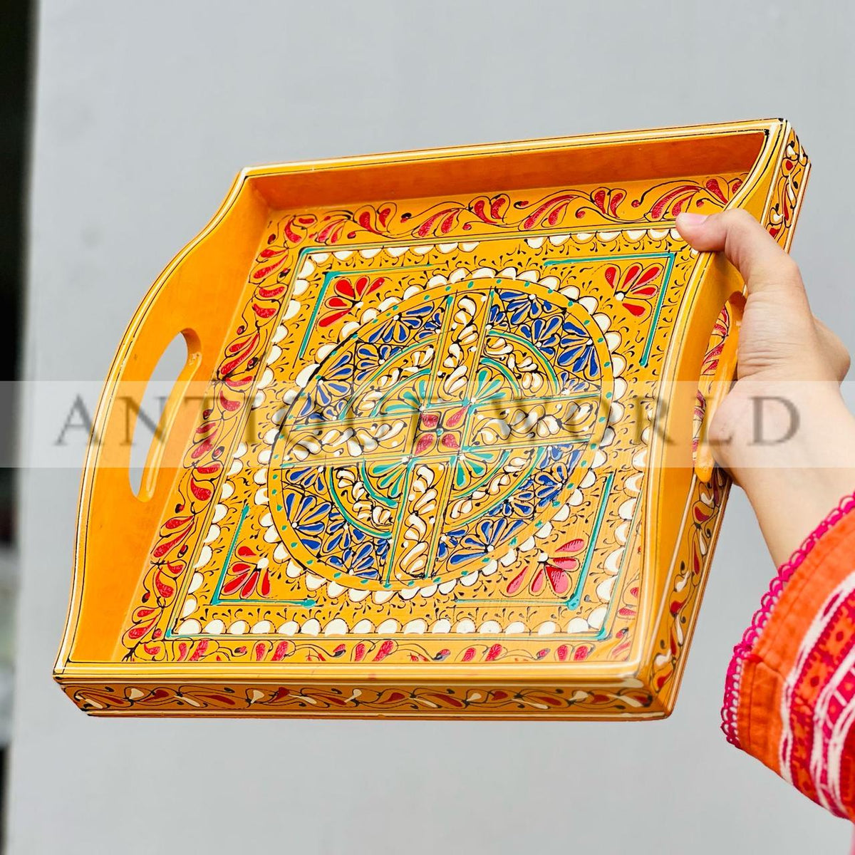 Traditional Naqshi Art Square Shaped  Serving Tray