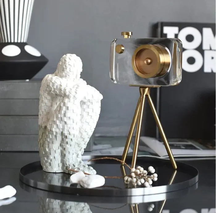 Modern Luxury Crystal Camera Sculpture
