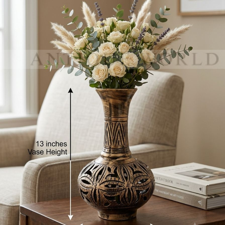 Antique Tribal Bloom Floor Vase