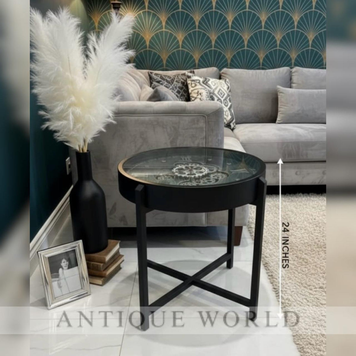 Working Gears Timepiece Coffee Table & Clock