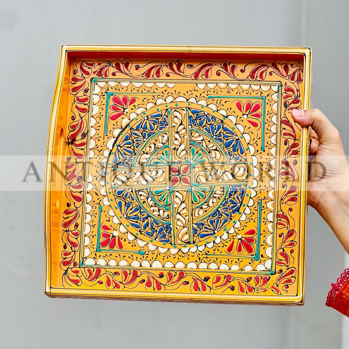 Traditional Naqshi Art Square Shaped  Serving Tray