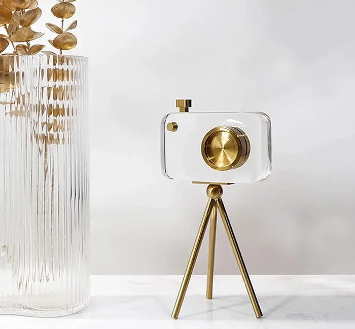 Modern Luxury Crystal Camera Sculpture