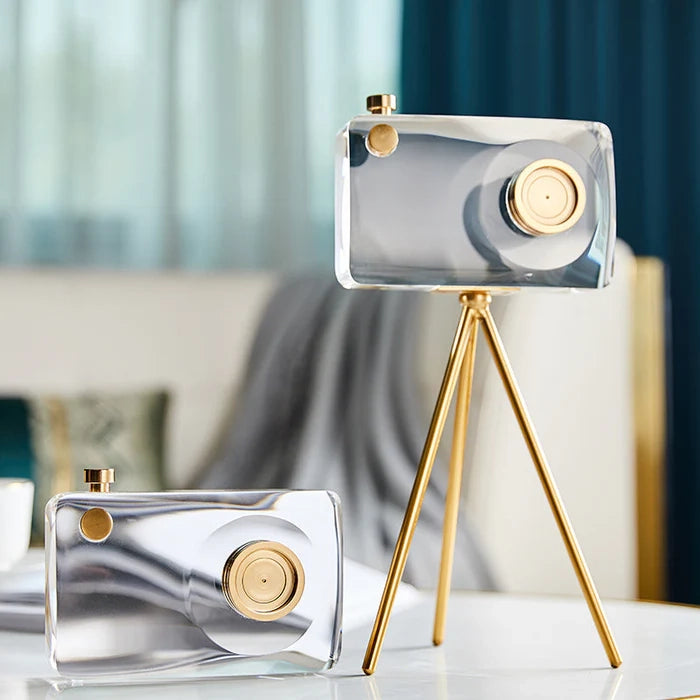 Modern Luxury Crystal Camera Sculpture