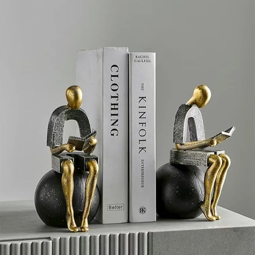 Modern Decorative Abstract Reading Figure Bookend  ( 2pc )