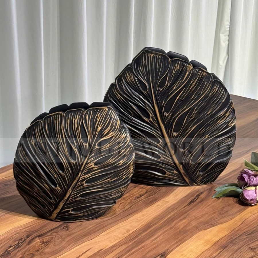 Vintage Decorative Leaf Vase (Set Of 2)