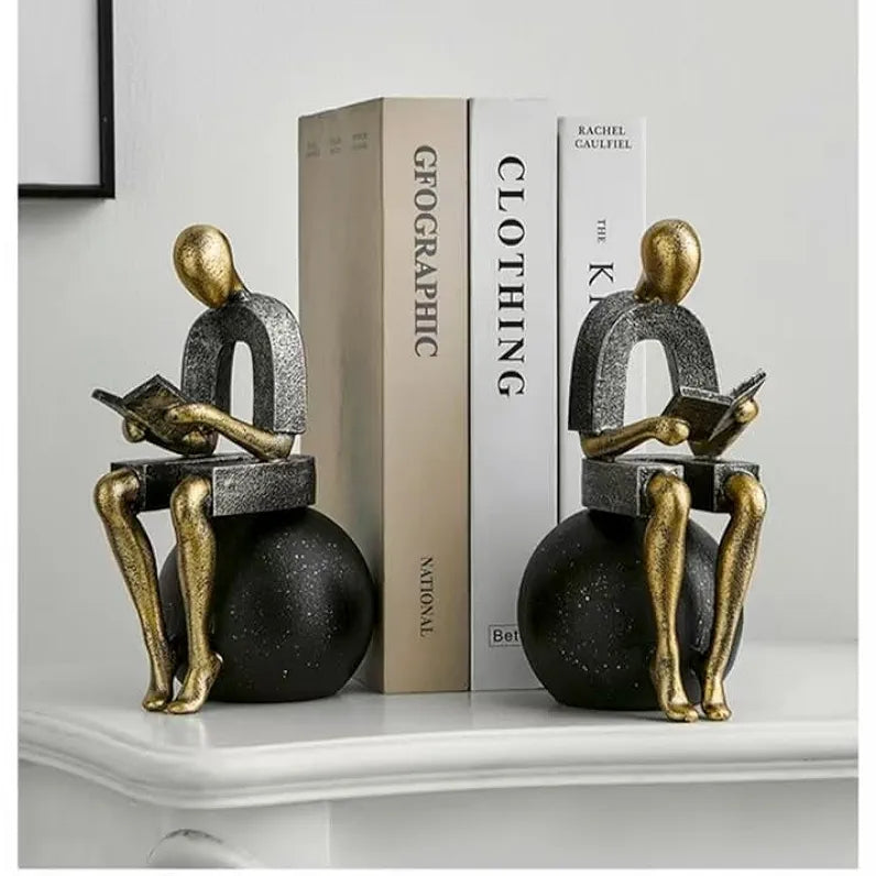 Modern Decorative Abstract Reading Figure Bookend  ( 2pc )