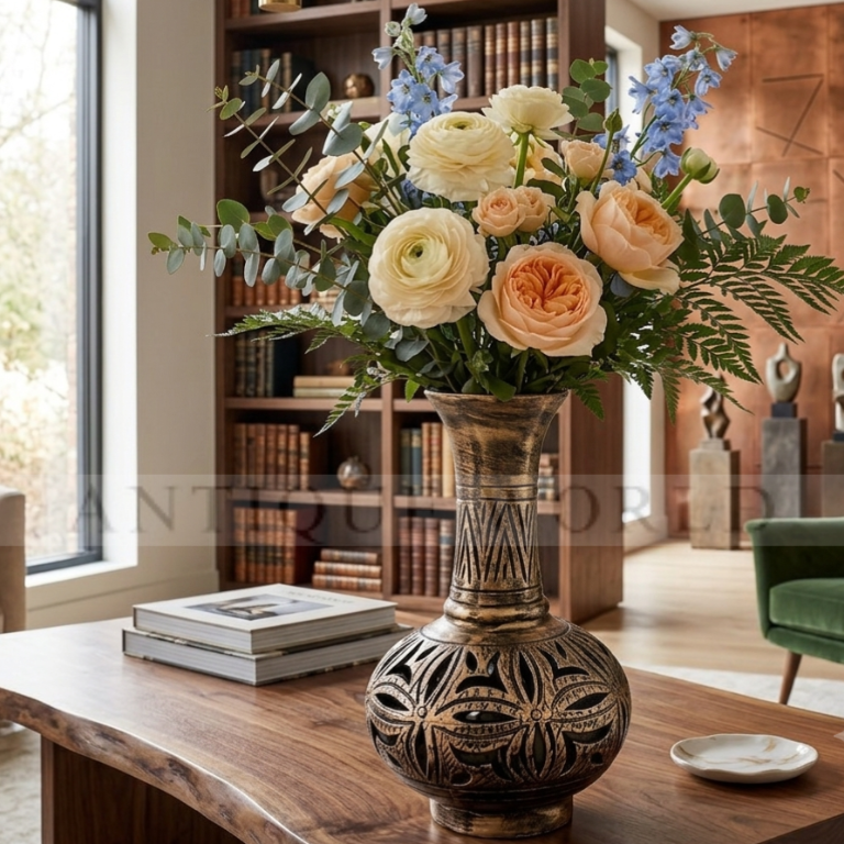 Antique Tribal Bloom Floor Vase