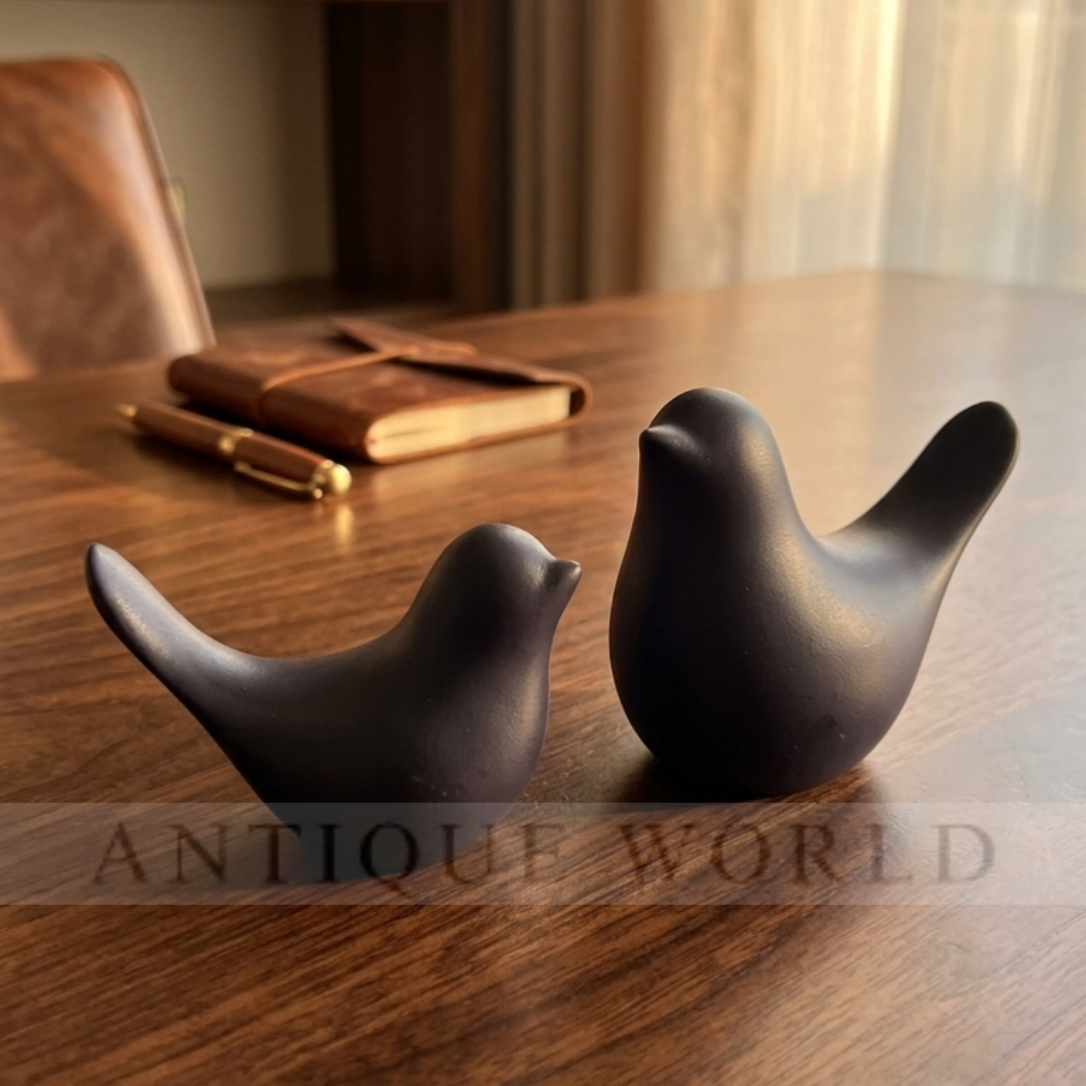 Minimalist Ceramic Bird Figurines  (Set of 2 )