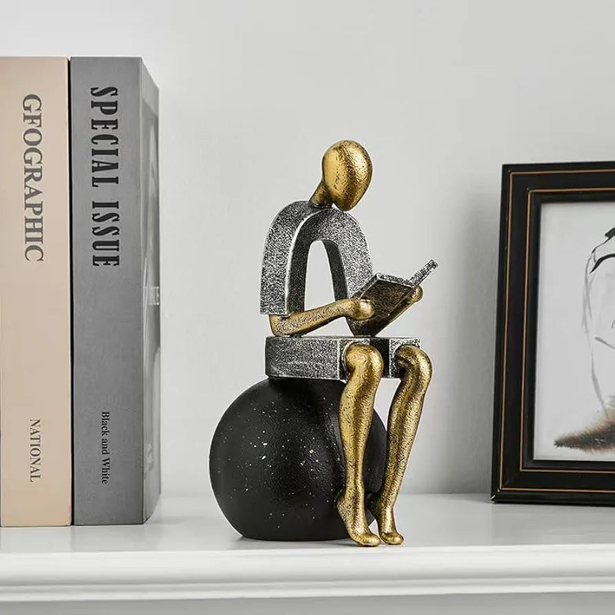 Modern Decorative Abstract Reading Figure Bookend  ( 2pc )