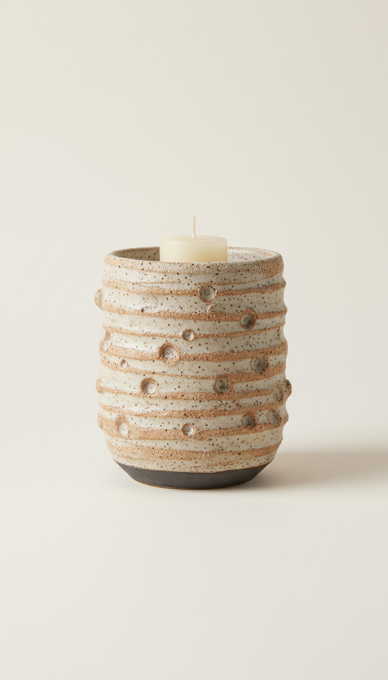 Textured Ceramic Candle Holder